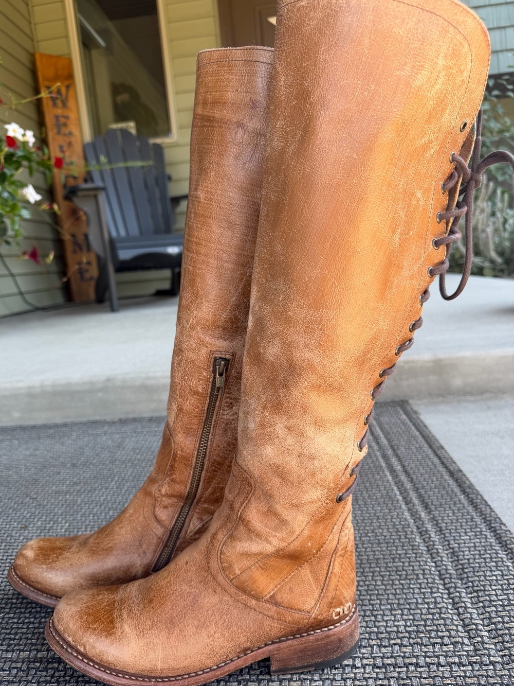Bed|Stü "Manchester" Tall Lace-Up Leather Boots - Women's Size 8 -
Rustic Tan